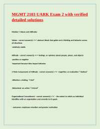 MGMT 2103 UARK Exam 2 [110 questions] with verified detailed solutions