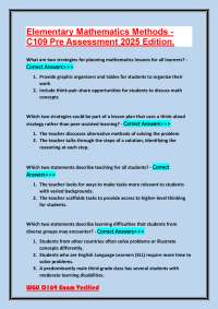 Elementary Mathematics Methods - C109 Pre Assessment 2025 Edition.