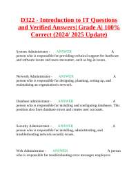 D322 - Introduction to IT Questions and Verified Answers| Grade A| 100% Correct (2024/ 202