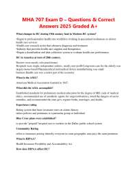 MHA 707 Exam D – Questions & Correct  Answers 2025 Graded A+