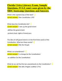 Florida Civics Literacy Exam, Sample Questions, FCLE court cases given by the MDC bootcamp