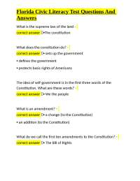 Florida Civic Literacy Test Questions And Answers