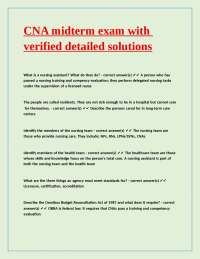 CNA midterm exam (155 questions) with verified detailed solutions