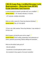 CRCR Exam Prep, Certified Revenue Cycle Representative - Materials from HFMA Exam Question