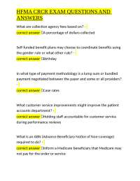 HFMA CRCR EXAM QUESTIONS AND ANSWERS