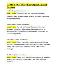 HFMA CRCR Study Exam Questions and Answers