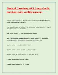 General Chemistry ACS Study Guide questions with verified answers