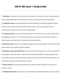 MKTG 482 Exam 1 Study Guide