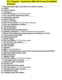 PLC Chapter 1 Questions With All Correct & Verified Answers