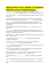 Advanced PLCs Test 1: Module 1-3 Questions With All Correct & Verified Answers
