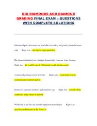 GIA Diamonds and Diamond Grading Final Exam Questions with Complete Solutions