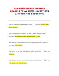 GIA Diamond and Diamond Grading Final Exam: Questions and Verified Solutions