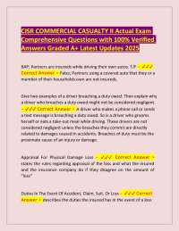 CISR COMMERCIAL CASUALTY II Actual Exam Comprehensive Questions with 100% Verified Answers