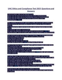 UHC Ethics and Compliance Test: 2025 Questions and Answers
