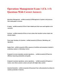 Operations Management Exam Questions and Answers (Chapters 1-5)