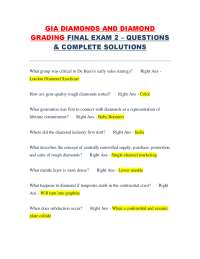 GIA Diamonds and Diamond Grading – Final Exam 2 Questions & Complete Solutions