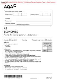 Actual 2024 AQA AS ECONOMICS 7135/2 Paper Merged Question Paper + Mark Scheme  + Insert Ac