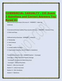 Commercial Casualty Insurance: Questions and Answers for CIC Exam Preparation