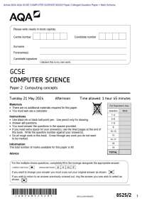 29. Actual 2024 AQA GCSE COMPUTER SCIENCE 8525/2 Paper 2 Merged Question Paper + Mark Sche