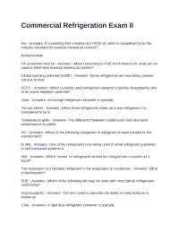 Commercial Refrigeration Exam Questions and Answers