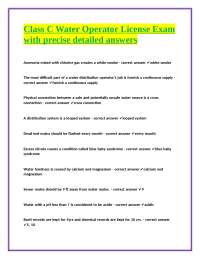 Class C Water Operator License Exam: Questions and Answers