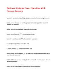 Business Statistics Exam Questions and Answers