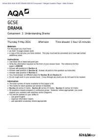 Actual 2024 AQA GCSE DRAMA 8261/W Component 1 Merged Question Paper + Mark Scheme Actual 2