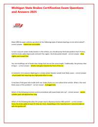 Michigan State Brakes Certification Exam Questions and Answers