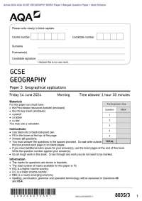 . Actual 2024 AQA GCSE GEOGRAPHY 8035/2 Paper 2 Merged Question Paper + Mark Scheme  Actua