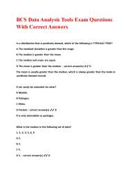 BCS Data Analysis Tools Exam Questions With Correct Answers.
