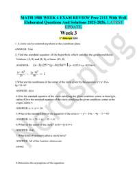 MATH 1508 WEEK 4 EXAM REVIEW Prec 2111 With Well  Elaborated Questions And Solutions
