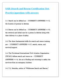 Search and Rescue Certification Test Practice Questions and Answers