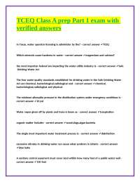 TCEQ Class A prep Part 1 exam (109 questions) with verified answers