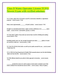 Class D Water Operator License Exam: Practice Questions and Answers