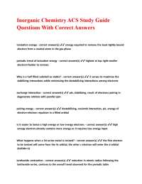 Inorganic Chemistry ACS Study Guide Questions With Correct Answers