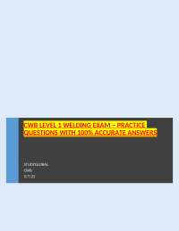 CWB Level 1 Welding Exam – STUDYGLOBAL – Canada – 2025 – Practice Questions with 100% Accu