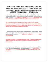 NHA CCMA EXAM 2025 (CERTIFIED CLINICAL MEDICAL ASSISTANTS) | ALL QUESTIONS AND CORRECT ANS