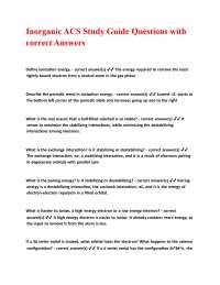 Inorganic Chemistry Study Guide: Questions and Answers on Atomic Structure and Bonding