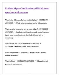 Product Mgmt Certification (AIPMM) exam questions with answers
