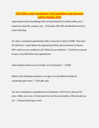 UHC Ethics and Compliance: Test Questions and Answers