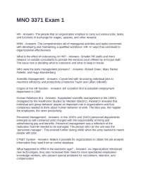 MNO 3371 Exam 1: Human Resource Management (HRM) Key Concepts and Legal Aspects