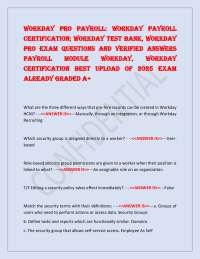 WORKDAY PRO PAYROLL: WORKDAY PAYROLL CERTIFICATION; WORKDAY TEST BANK, WORKDAY PRO EXAM QU