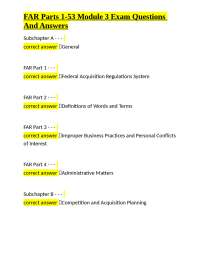 FAR Parts 1-53 Module 3 Exam Questions and Answers