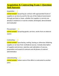 Acquisition and Contracting Exam Questions and Answers