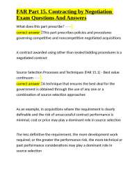 FAR Part 15 Contracting by Negotiation: Exam Questions and Answers