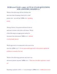 NURS 612 Exam 1: Patient Interviewing and Physical Exam