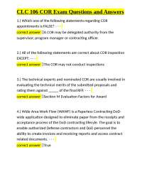 CLC 106 COR Exam Questions and Answers
