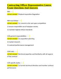 COR Course Exam: Federal Acquisition Regulations Guide