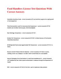Food Handlers License Exam: Comprehensive Questions and Answers
