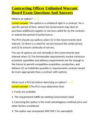 Contracting Officer Unlimited Warrant Board Exam Questions and Answers